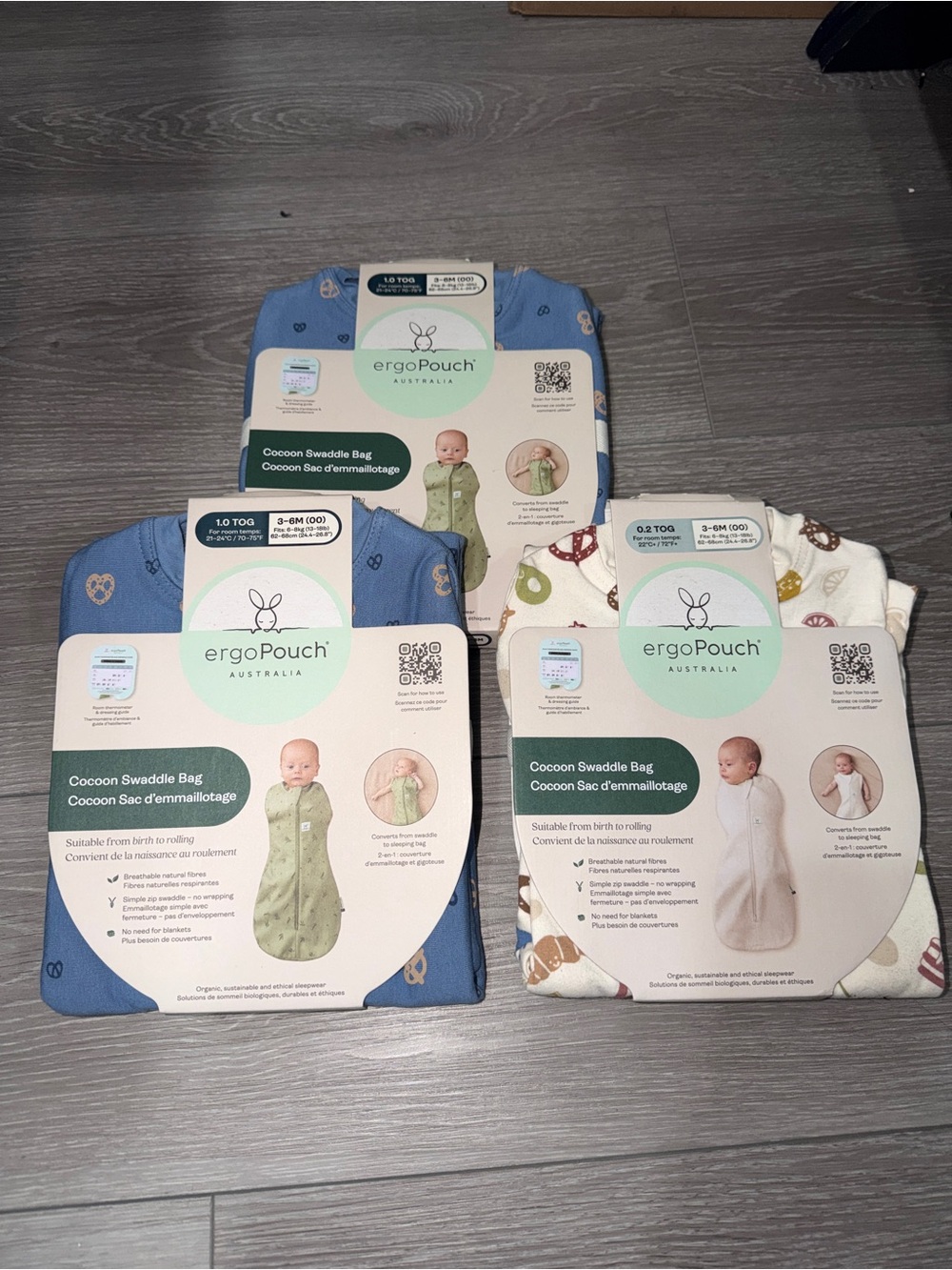 ergoPouch Kids Cocoon Swaddle Bag - Blue, Green, Cream